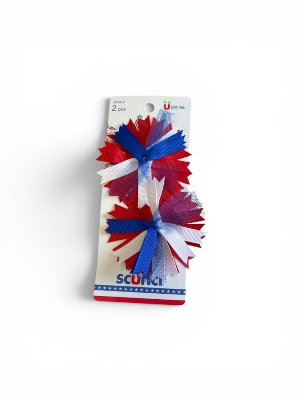 Scunci Patriotic Hair Clips Red White & Blue Set Of 2 For All Hair Types